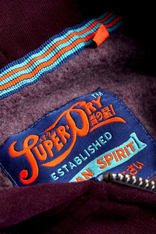 Superdry Burgundy Lucky Aces Zip Hoody